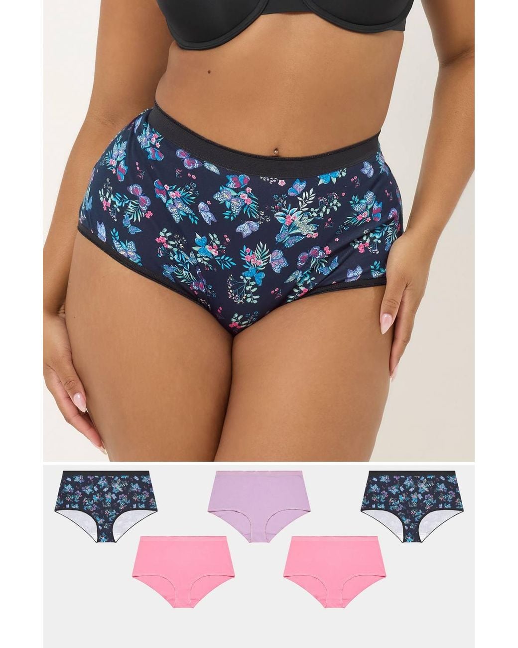 Yours Multicolor 5 Pack High Waisted Full Briefs