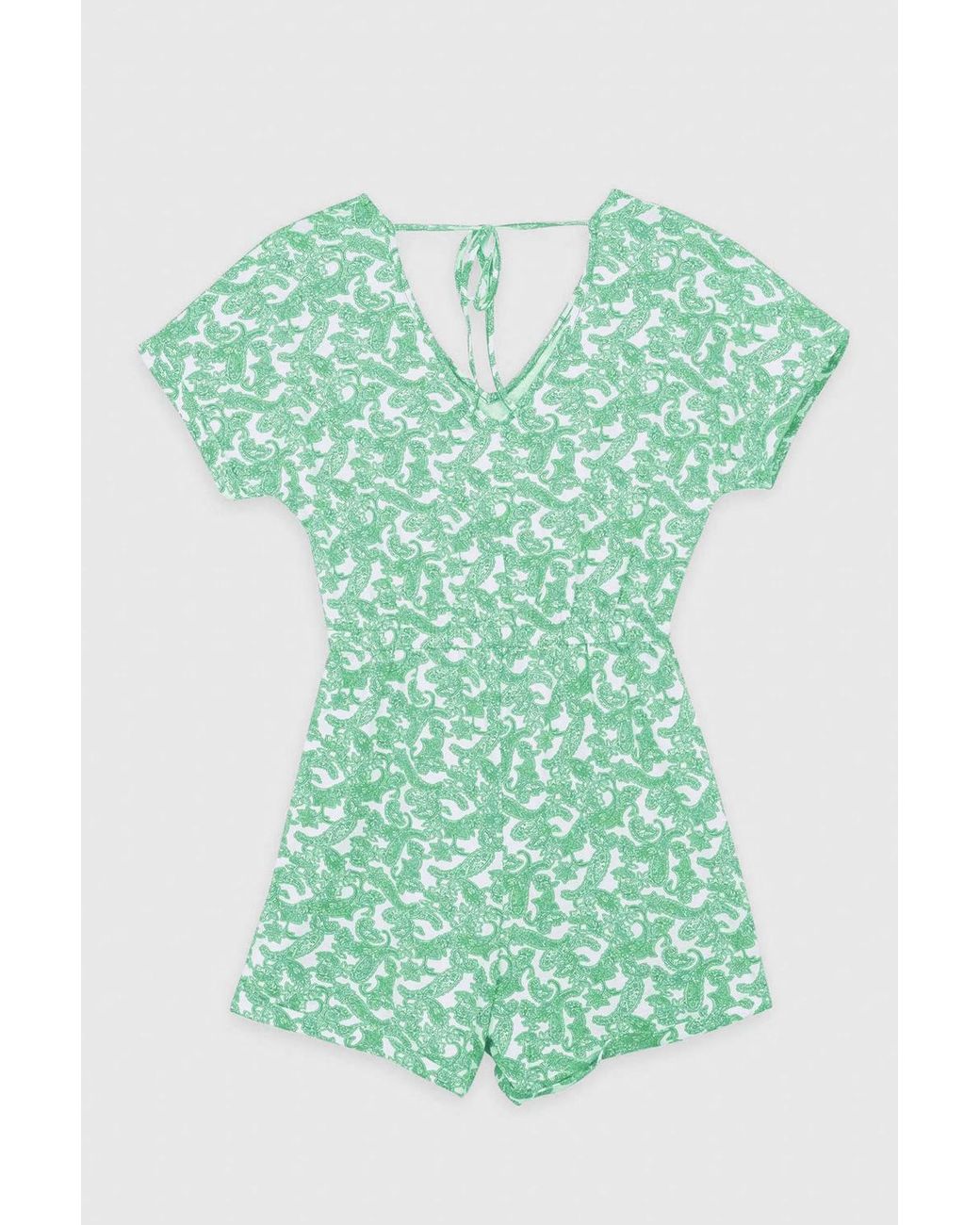 Enorsia Green Roll Up Sleeves Aop Play Suit