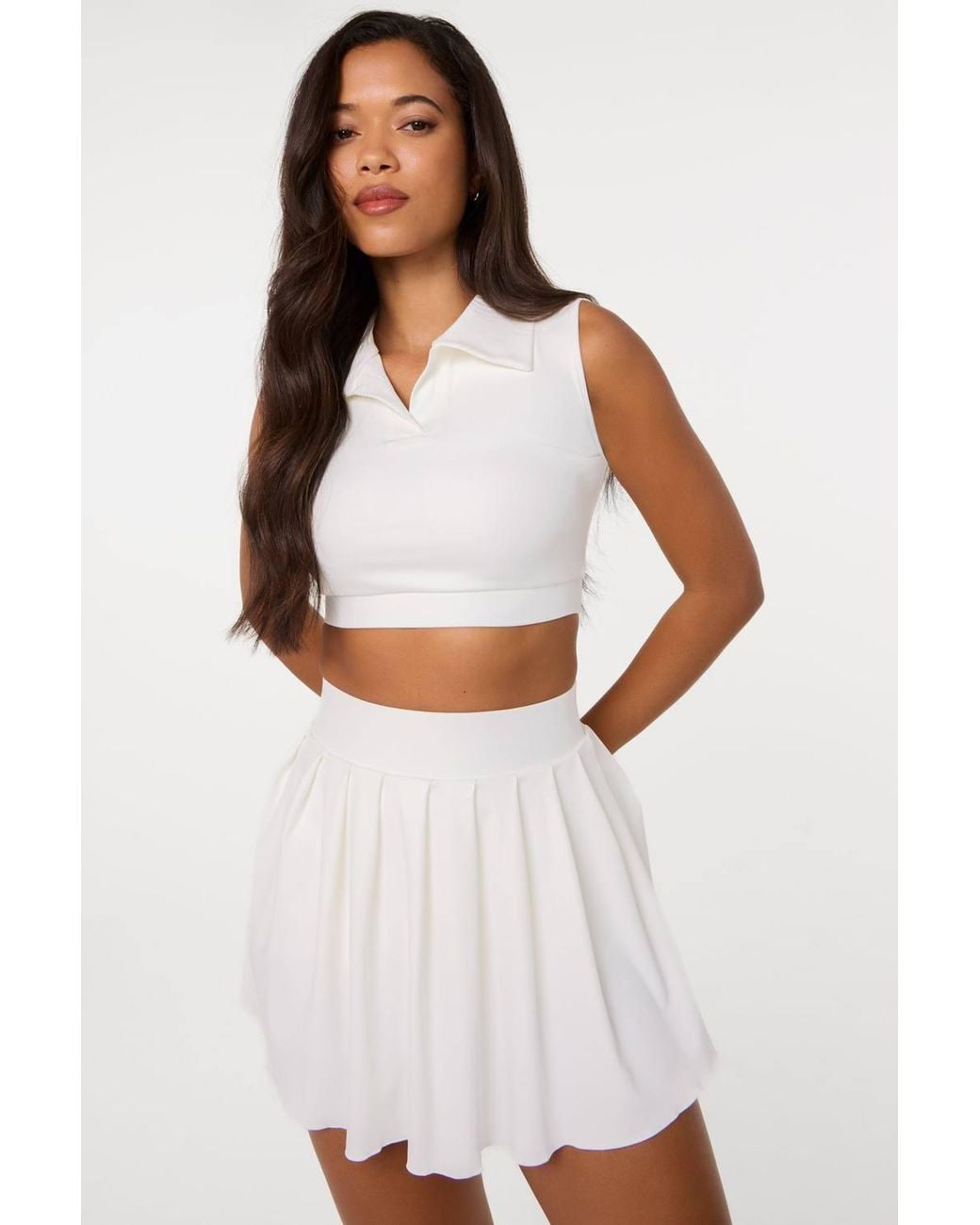 Pink Vanilla White Collar Active Crop Top