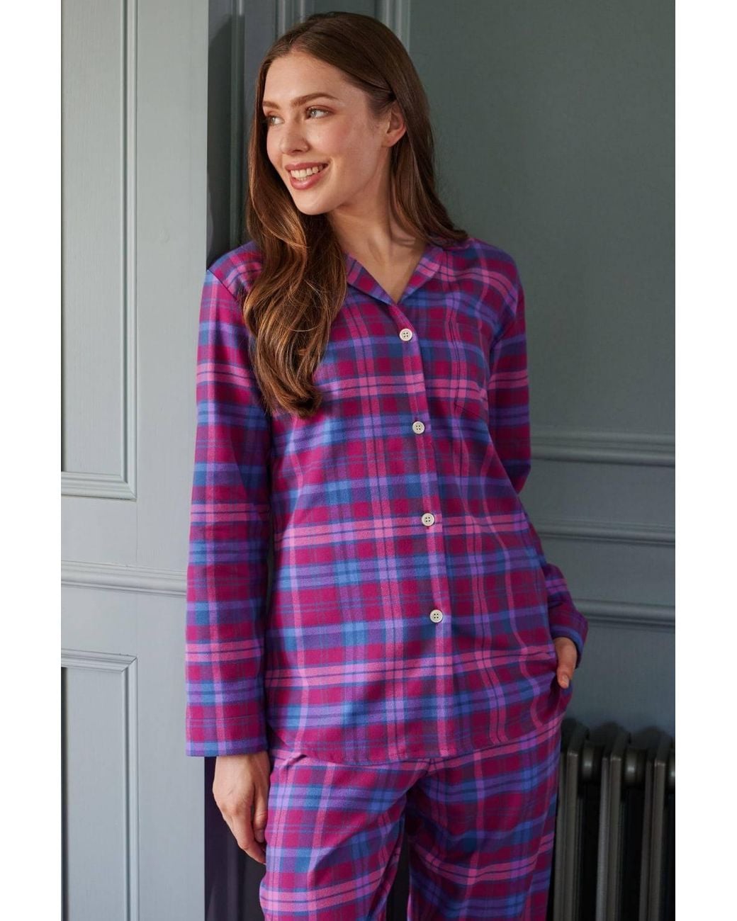 British Boxers Purple "Portree Tartan" Brushed Cotton Pyjama Set