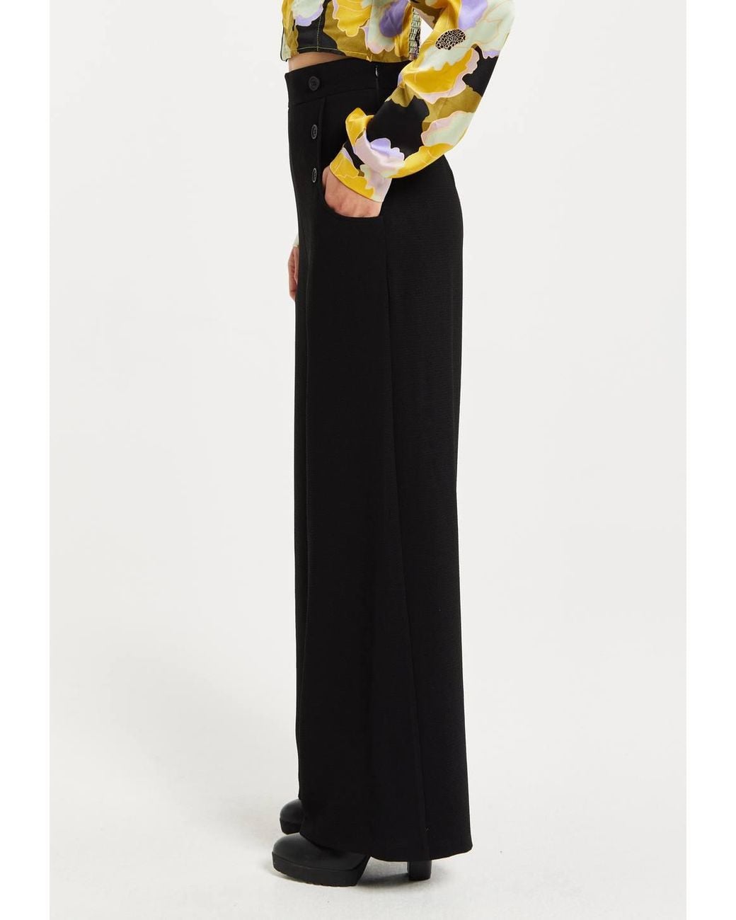 Liquorish Black Wide Leg Trousers