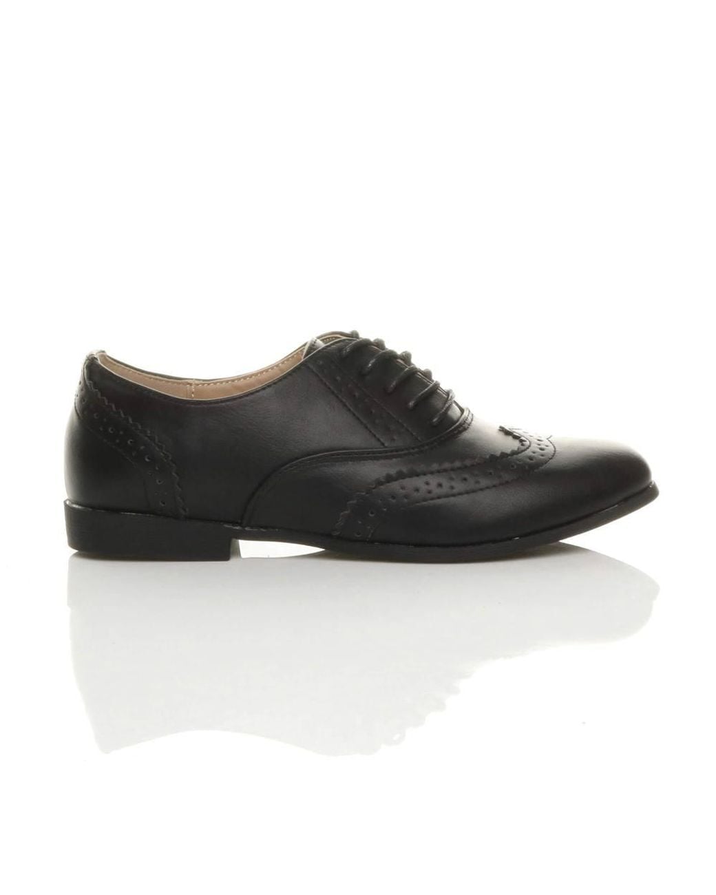 AJVANI Black Flat Heel Lace Up Oxfords Brogues