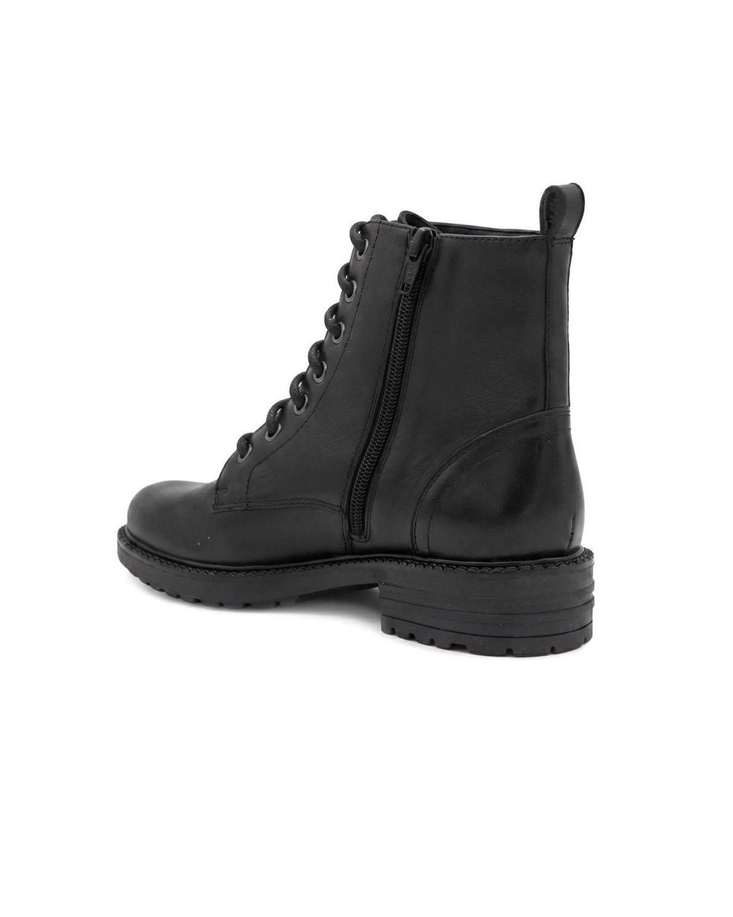 Pavers Black Leather Lace & Zip Ankle Boots