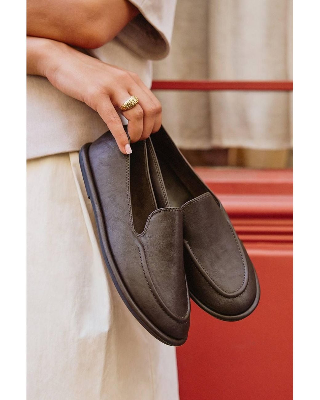Linzi White Route Faux Leather Loafers