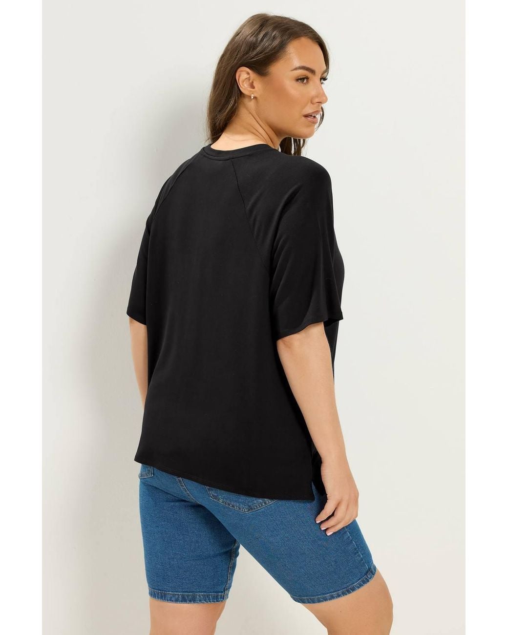 Yours Black Soft Touch Raglan T-Shirt