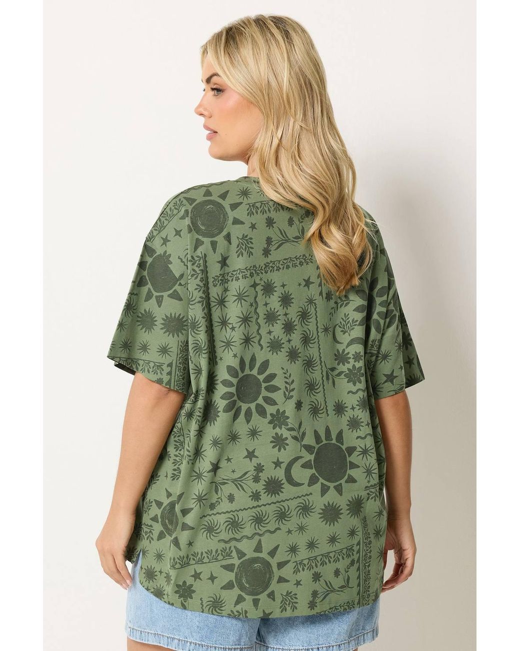 Yours Green Summer Print Boxy T-Shirt