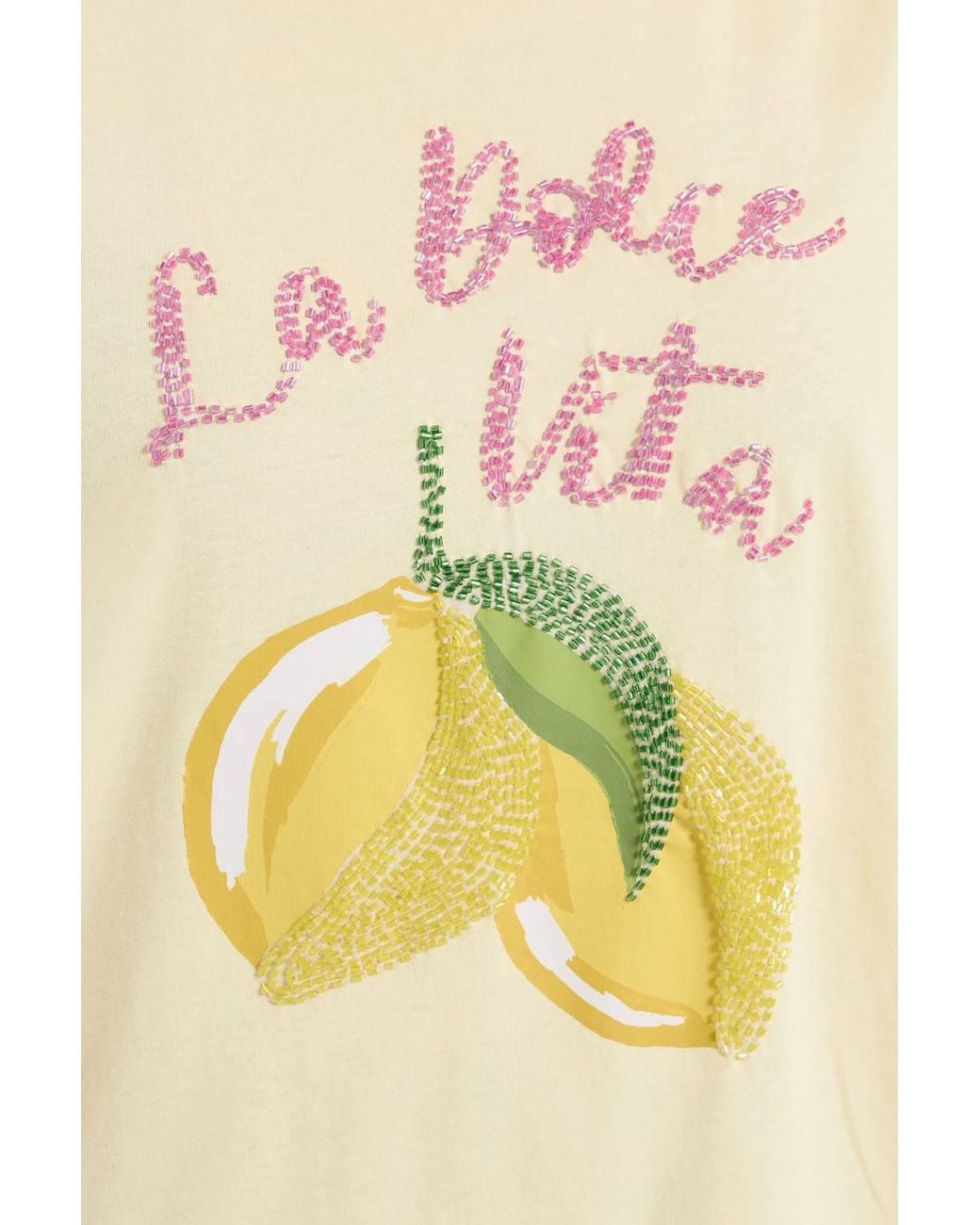 Yours Natural Beaded Lemon Graphic T-Shirt