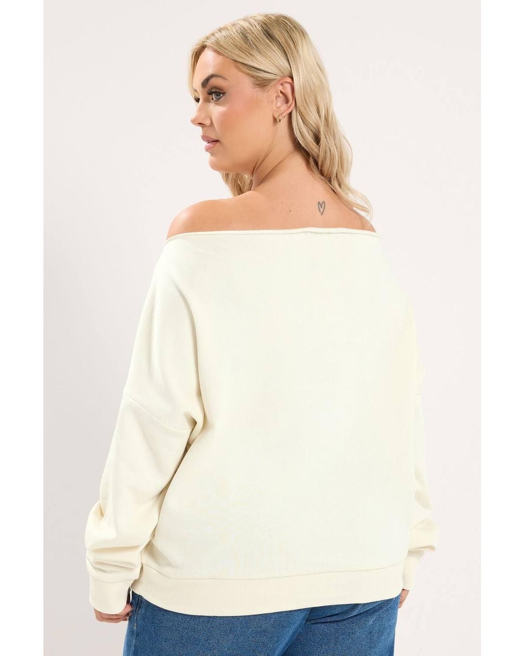 Yours White 'New York' Off-Shoulder Sweatshirt