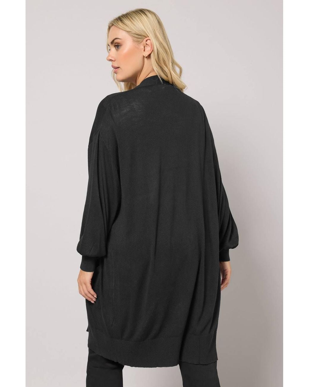 Yours Black Balloon Sleeve Fine Knit Cardigan