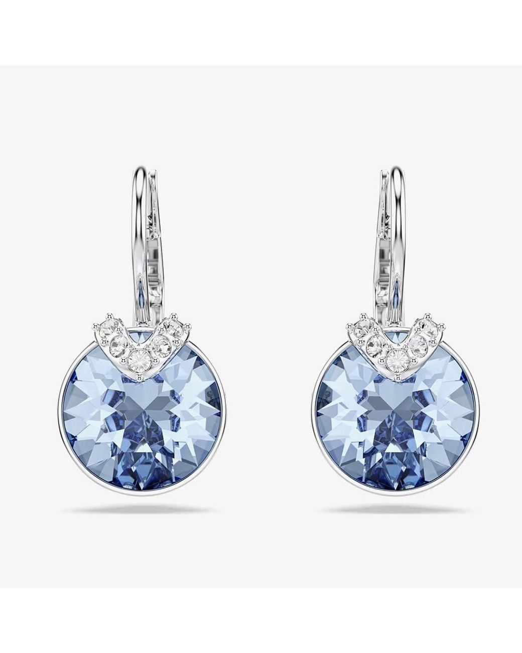 Swarovski Blue Bella Rhodium Plated Crystal V Drop Earrings 5734234