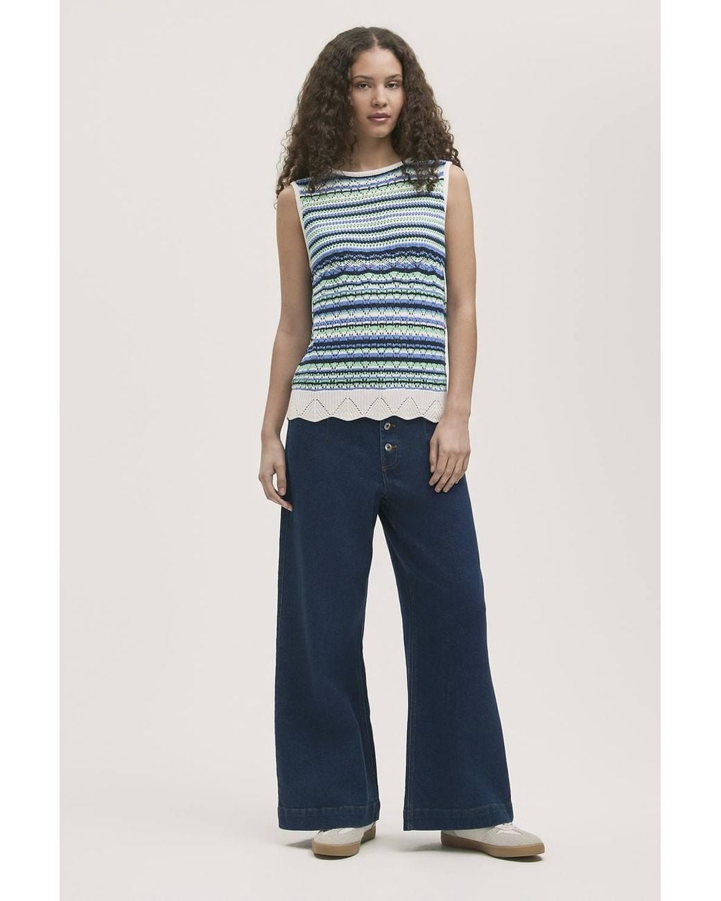 Finery London Blue Porsha Striped Knitted Vest