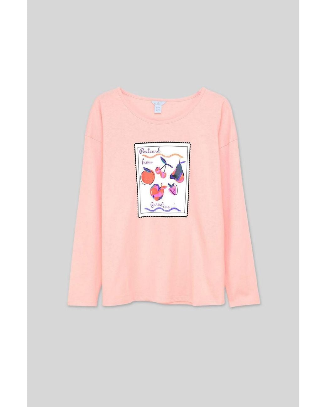 Enorsia Pink Crew Neck Long Sleeve T-Shirt