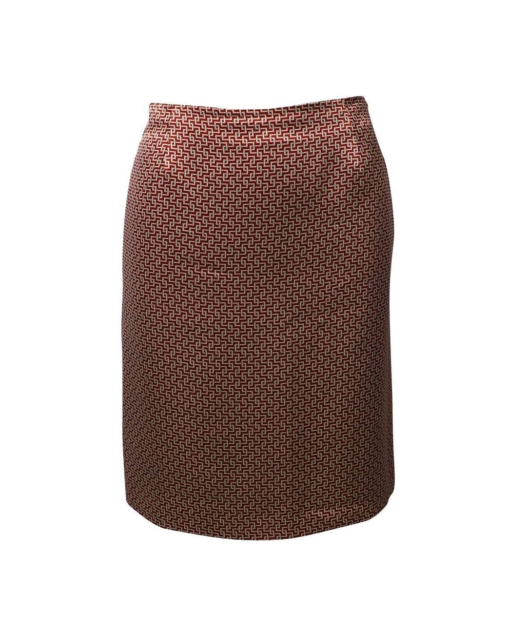 Etro Brown Preloved Geometric Print Knee Length Skirt