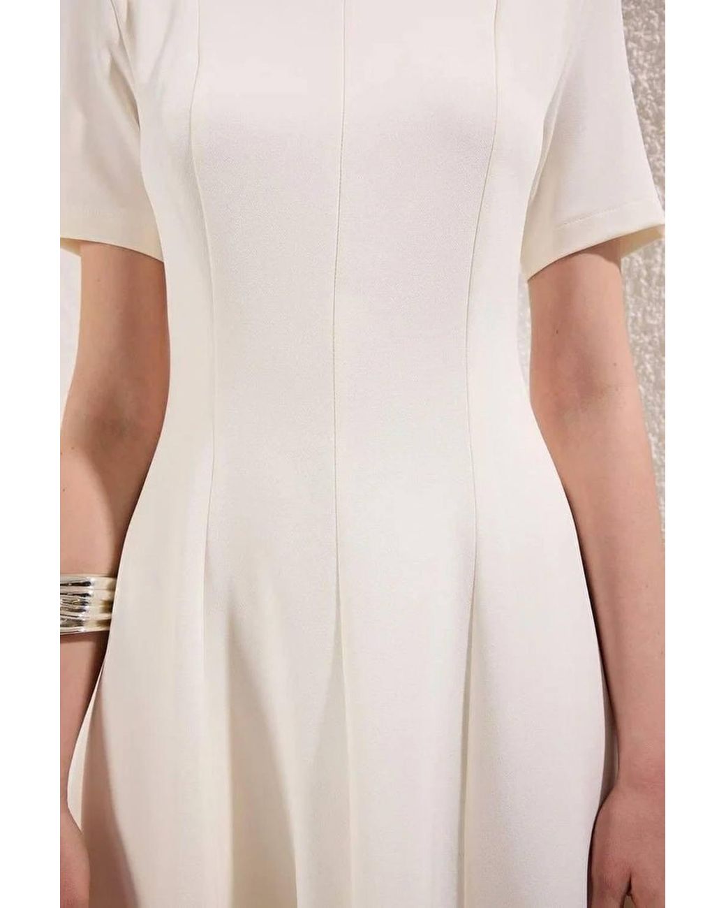 WOVCOR Natural Round Neck Short Sleeve Fit & Flare Midi Dress