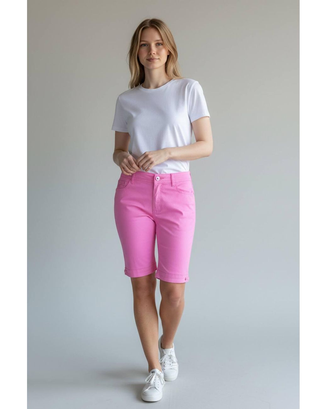 Paulo Due Pink Slim Fit Chino Casual Shorts