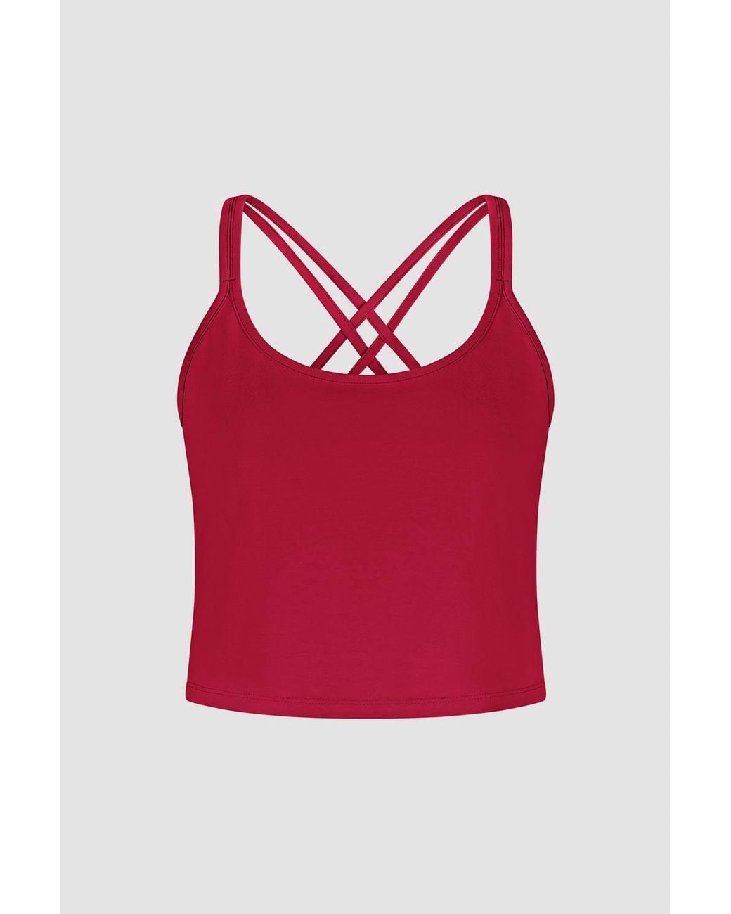 Enorsia Red Cotton Stretch Cross Back Crop Cami Tops