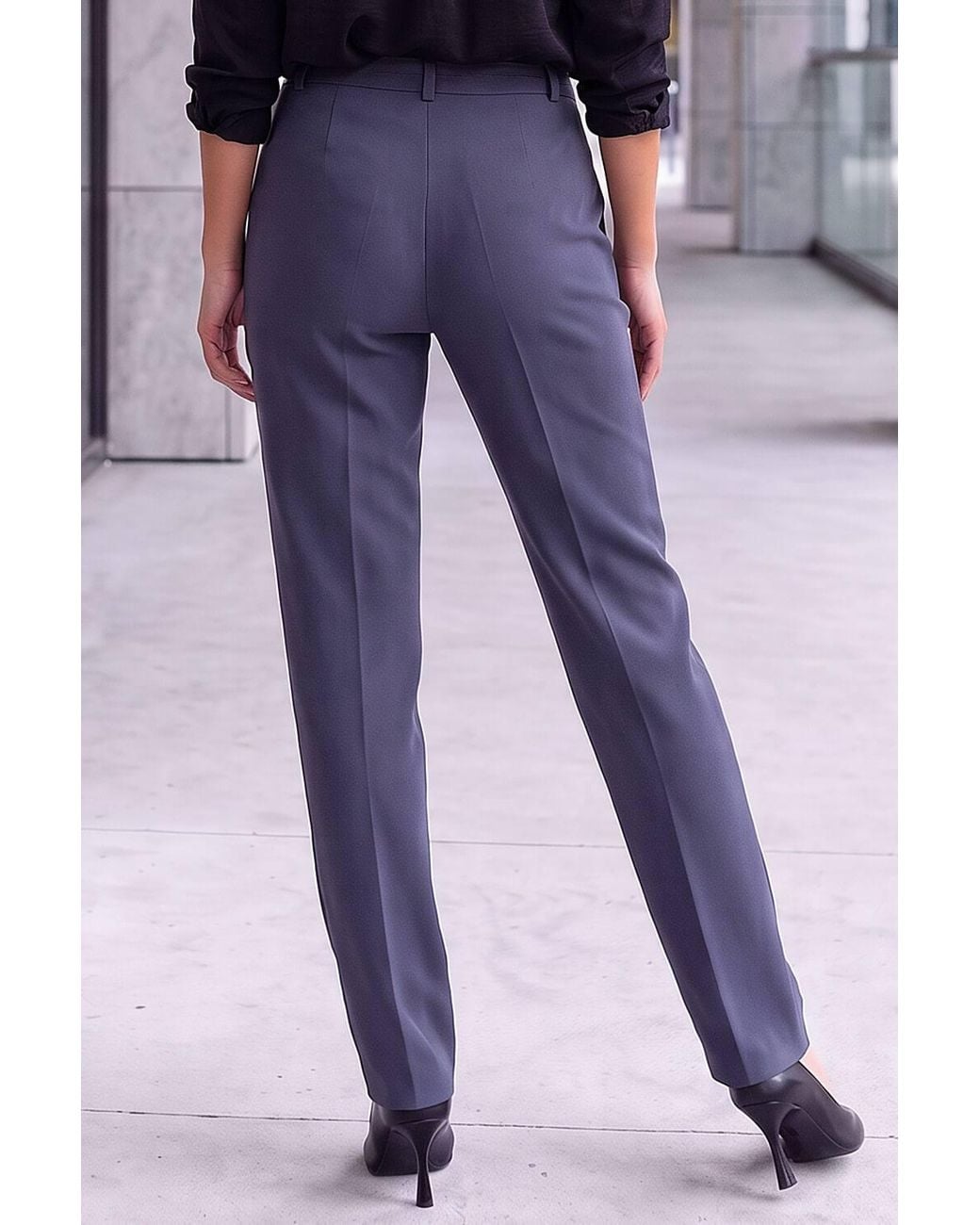 Roman Blue Long Straight Leg Stretch Trouser