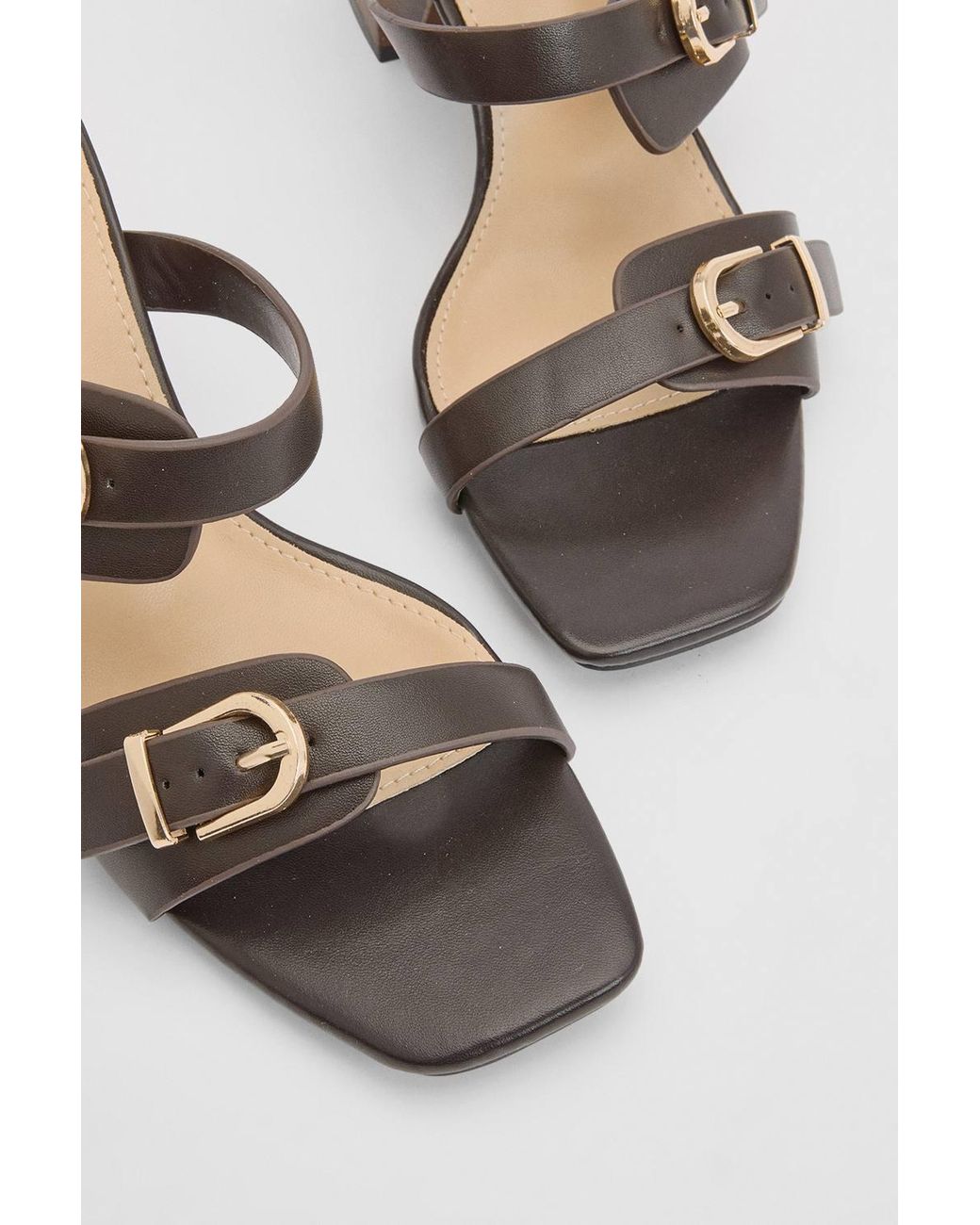 Wallis Blue Axel Faux Leather Buckle Detail Block Heel Mules