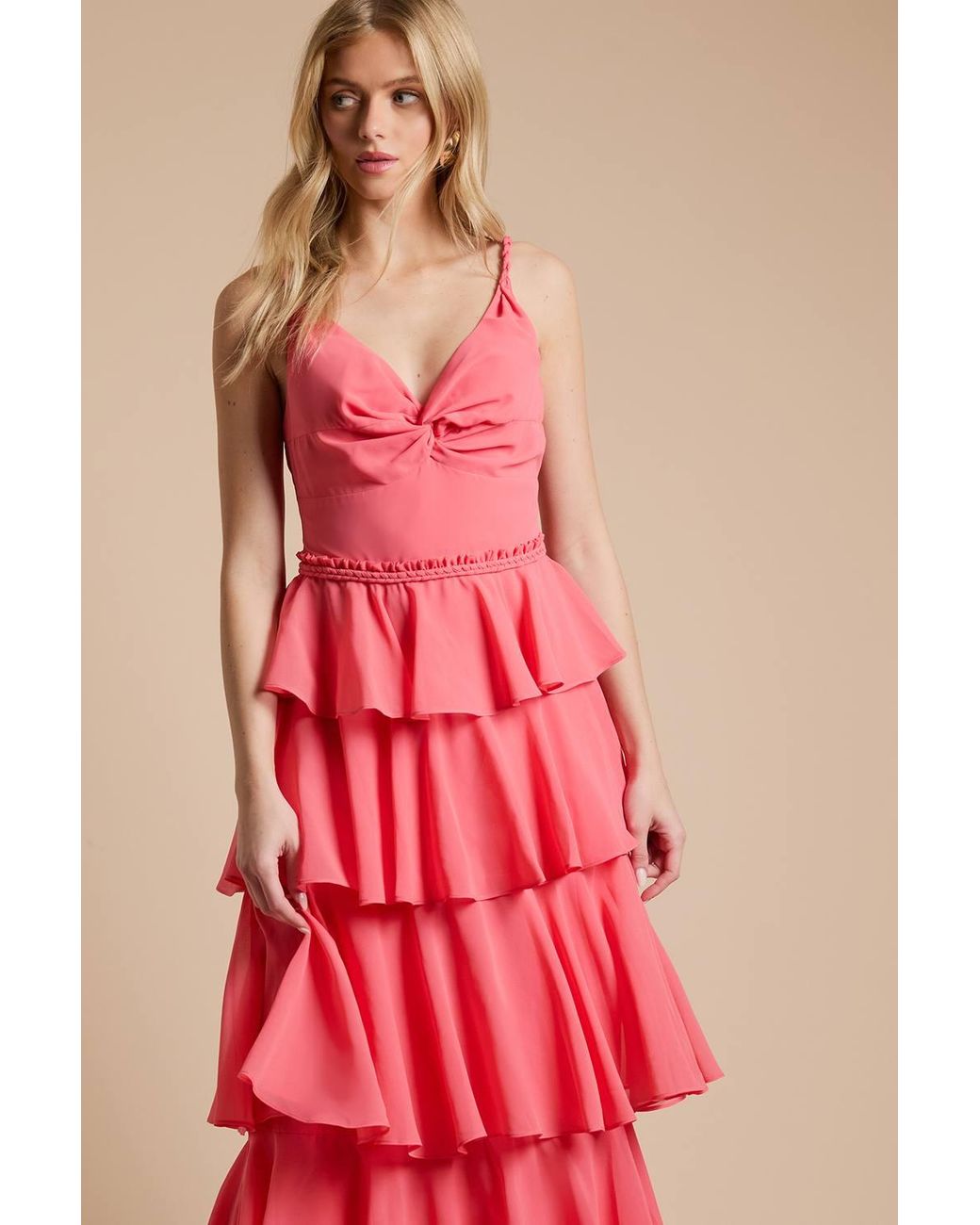 Oasis Tiered Chiffon Plait Strap Maxi Dress