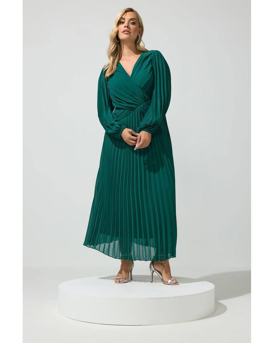Yours Green Maxi Pleated Dress