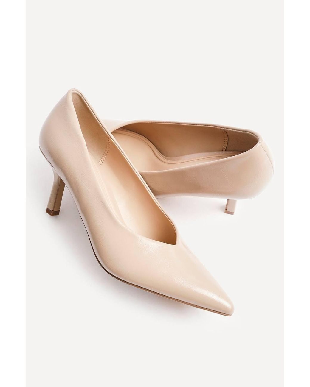 Linzi Natural Bellamy Faux Leather V-Cut Vamp Court Heels