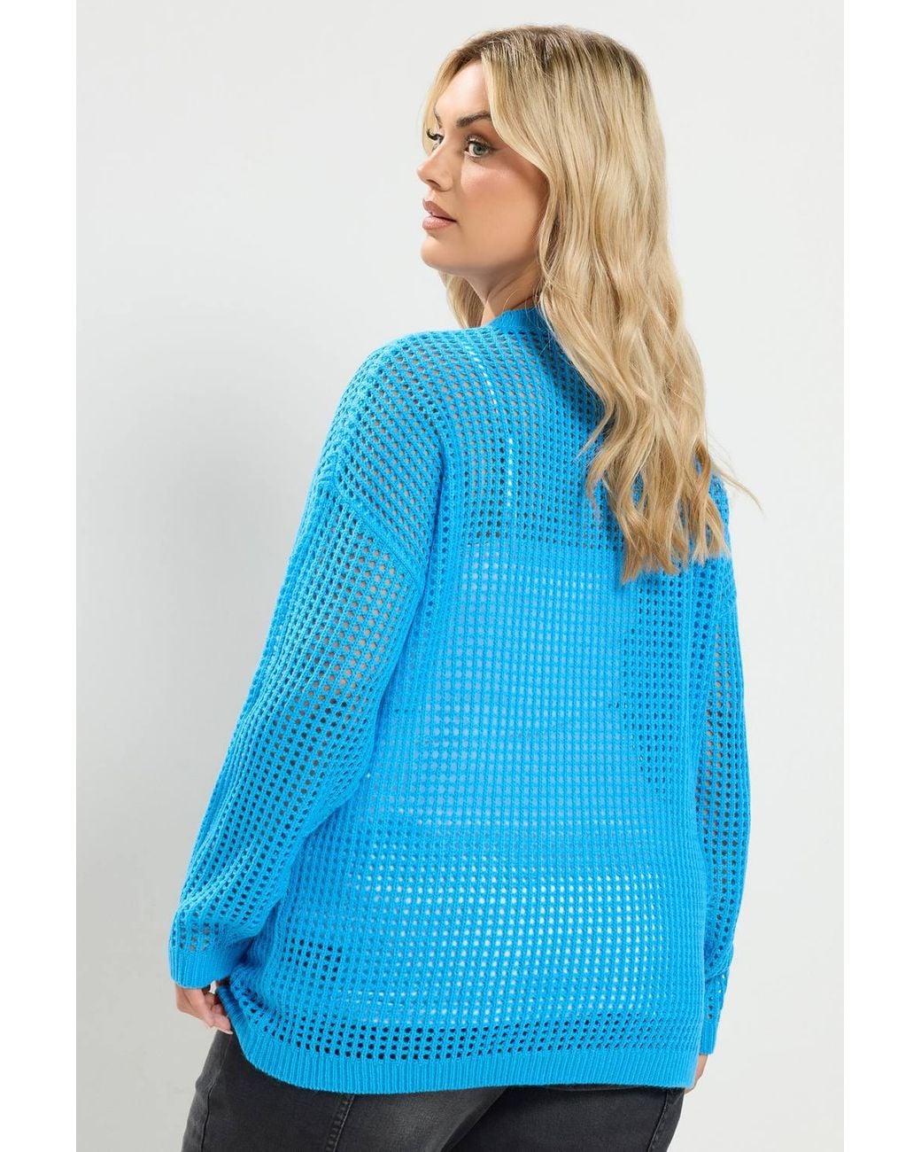 Yours Blue Crochet Floral Knitted Jumper