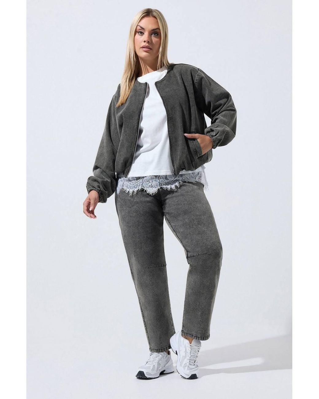 Yours Gray Barrel Leg Jeans