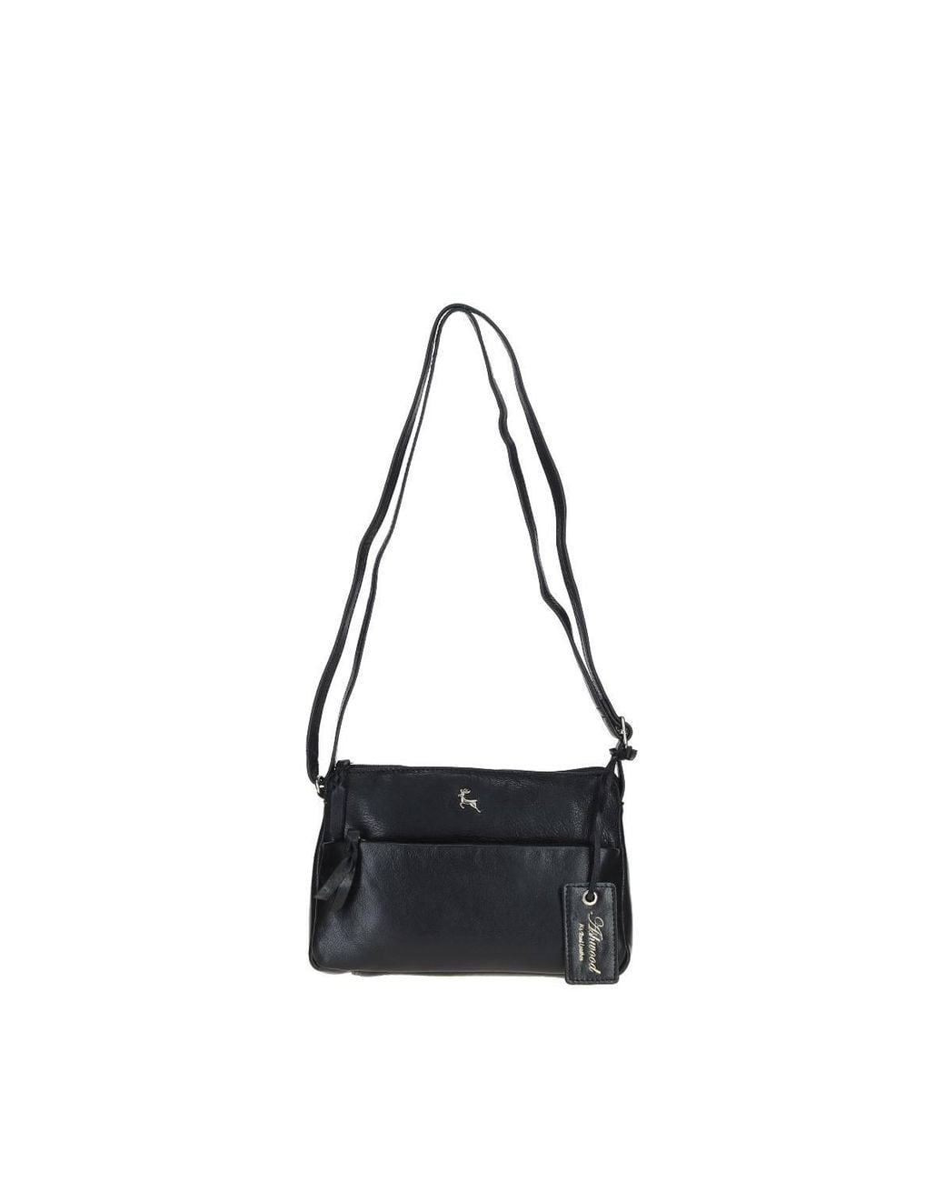 Ashwood Leather Black 'Rose' Elegant Leather Crossbody Bag W/ Adjustable Strap