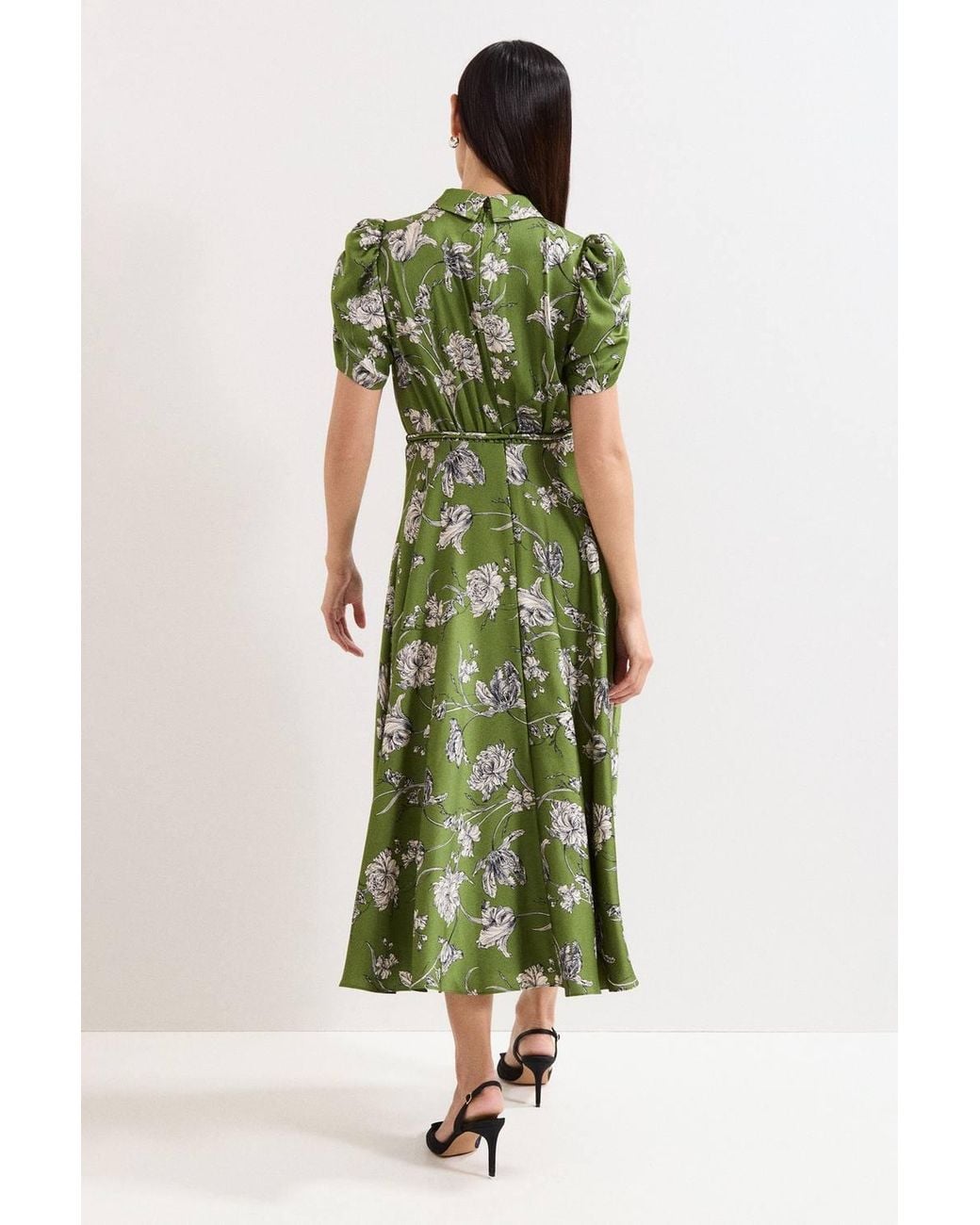 Phase Eight Green Bella Floral Print Pleat Dress