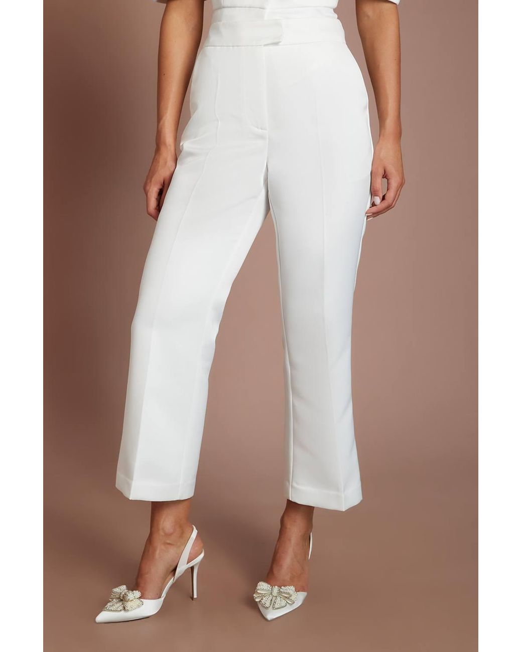 Oasis Brown Hen Matte Satin Tailored Trouser