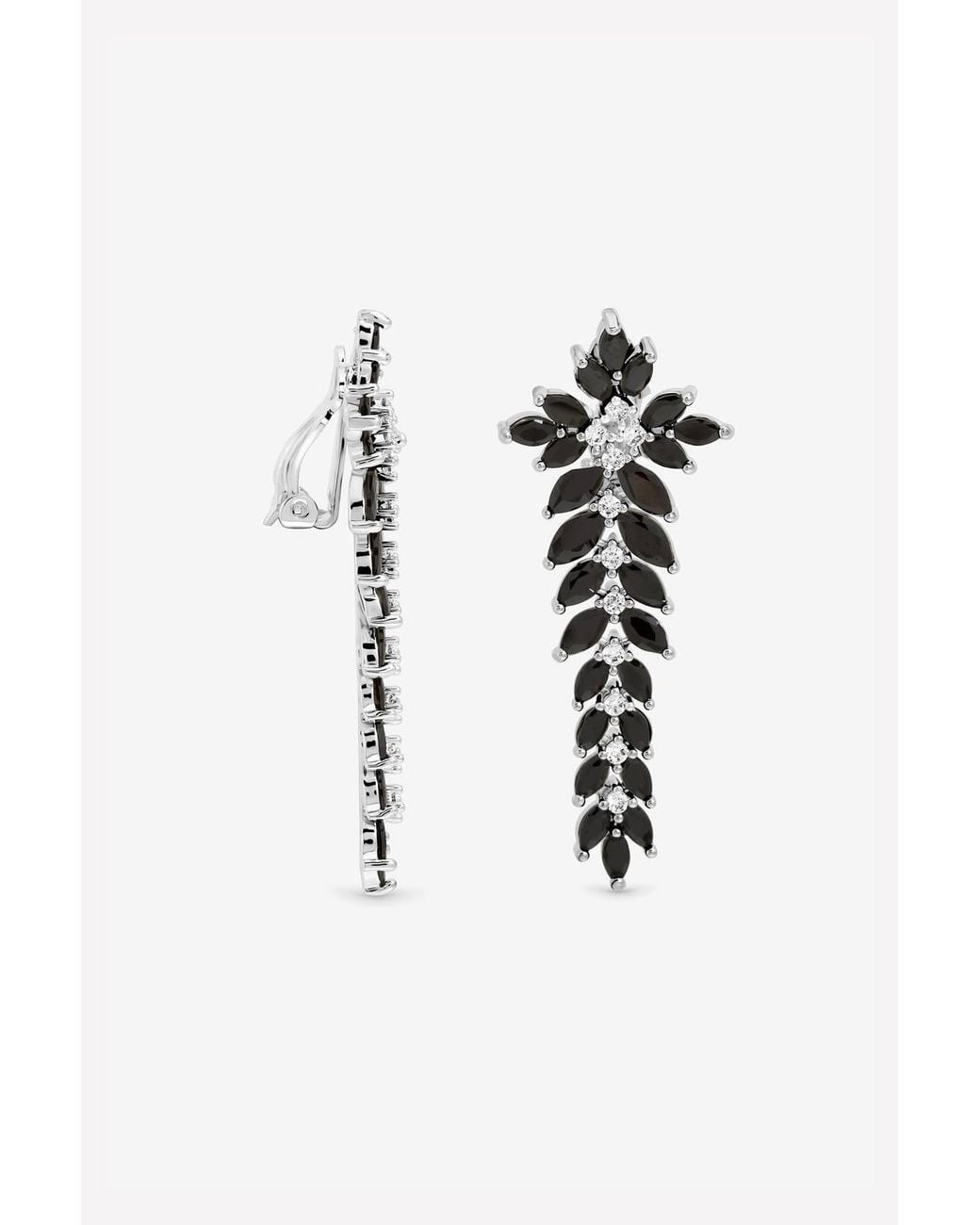Jon Richard Black Plated & Jet Statement Clip Earrings