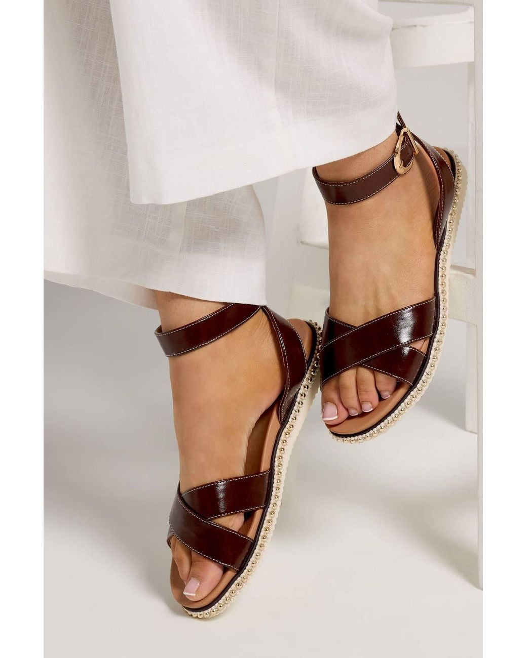 Yours Natural Cross Over Strap Sandals