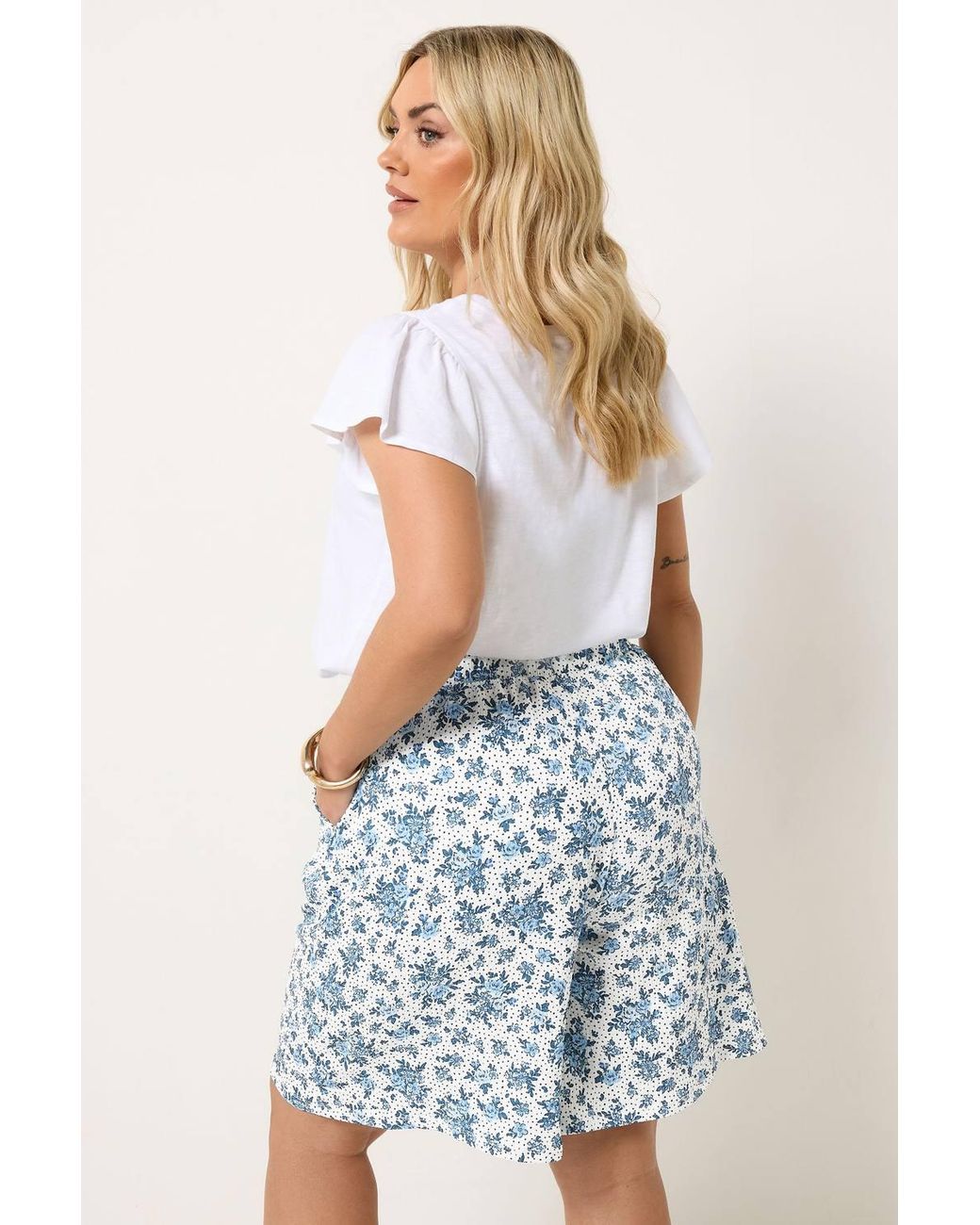 Yours Blue Ditsy Floral Shorts
