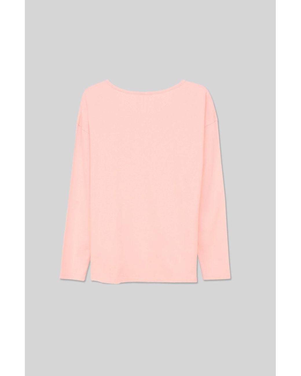 Enorsia Pink Crew Neck Long Sleeve T-Shirt