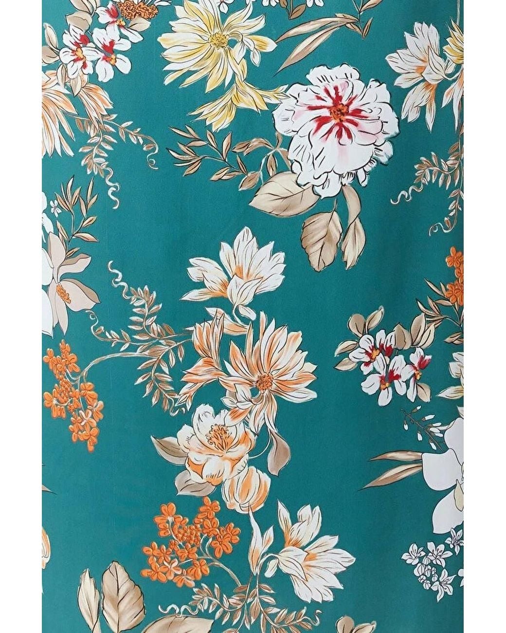 WOVCOR Blue Floral Print Sleeveless Ruched Waist Midi Dress
