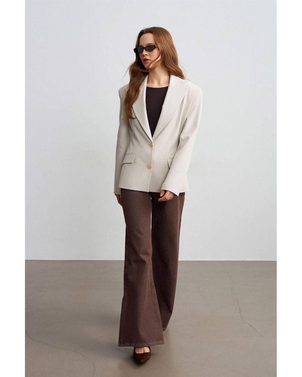 Dilvin Natural Crepe Blazer Jacket
