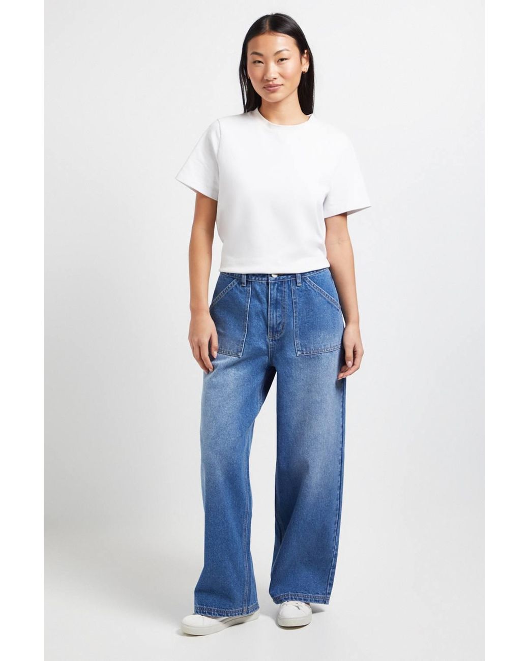 Dorothy Perkins Blue Petite Wide Leg High Waist Denim Jeans