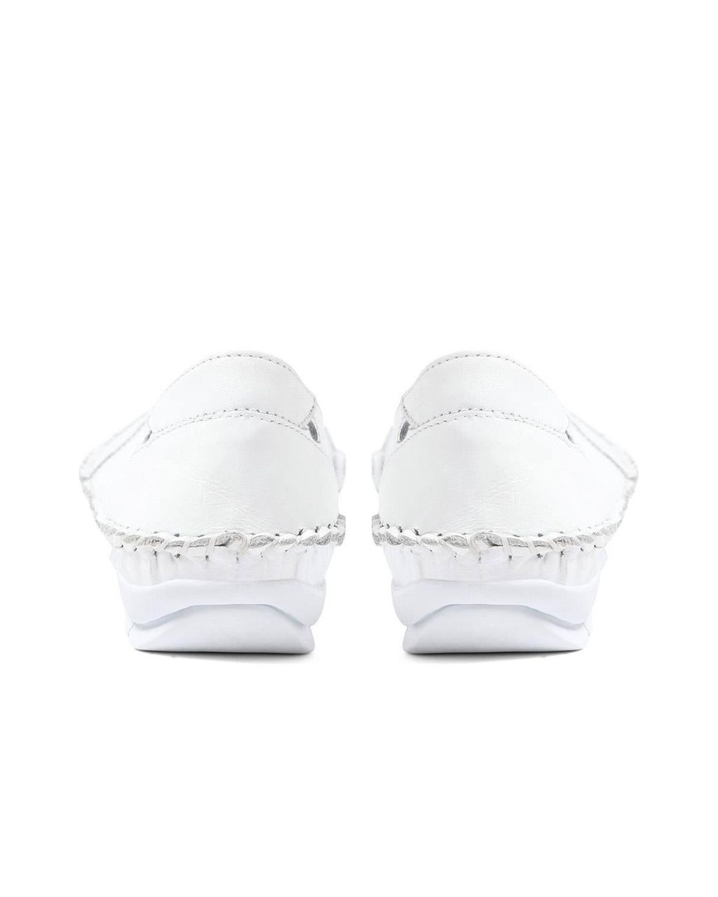 Pavers White Leather Slip-On Shoes