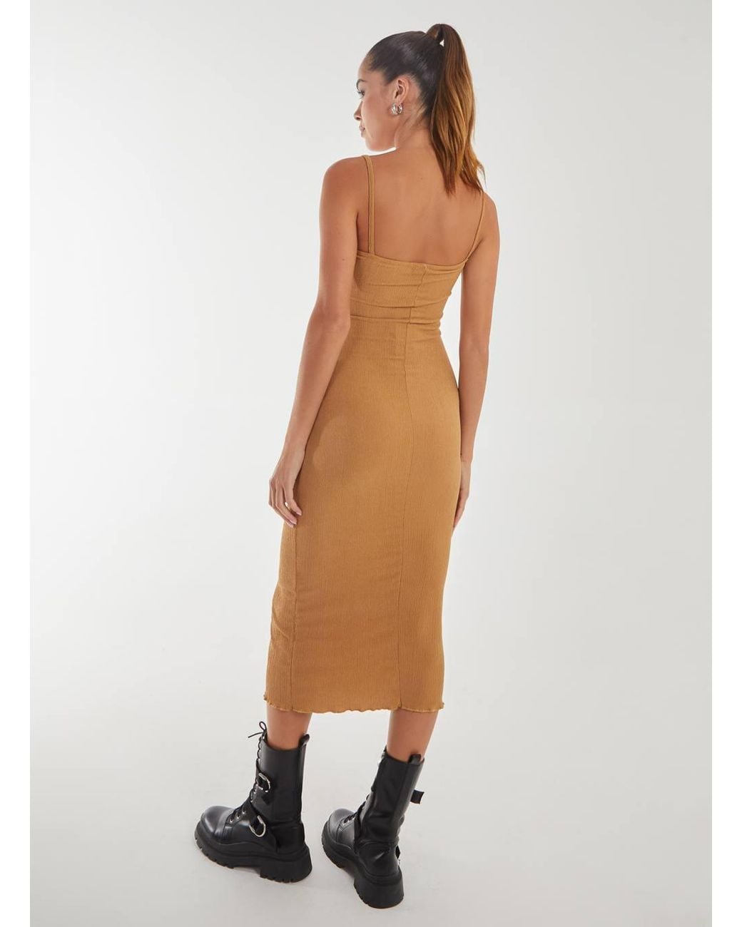 Pink Vanilla White Crinkle Tie Midi Dress
