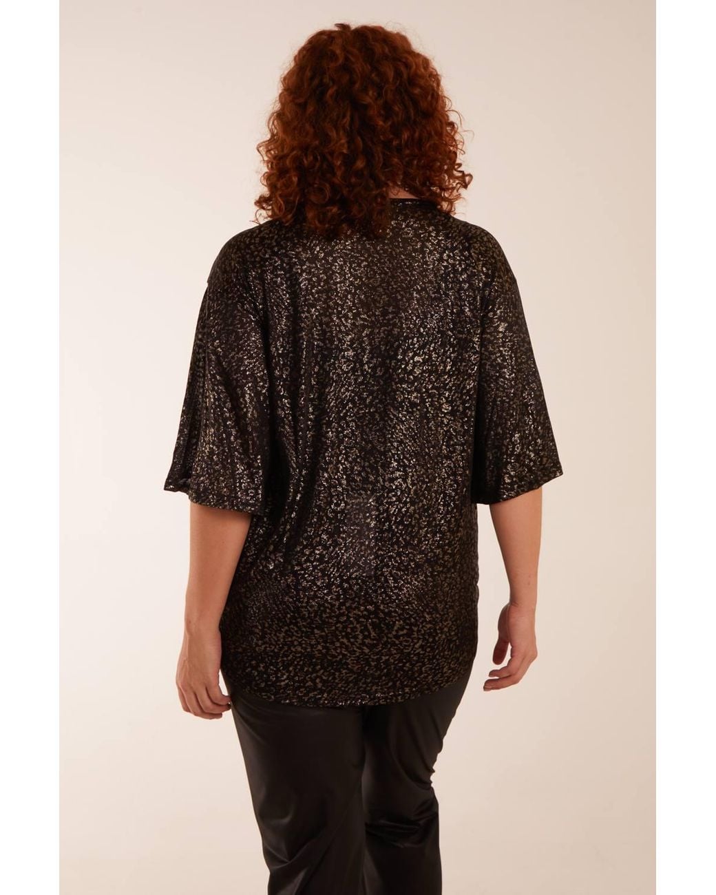 Blue Vanilla Black Curve Leopard V Neck Tie Front Top