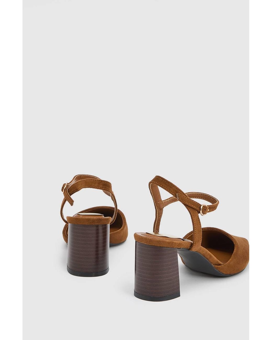 Wallis Natural Maya Faux Suede Ankle Strap Block Heel Court Shoes