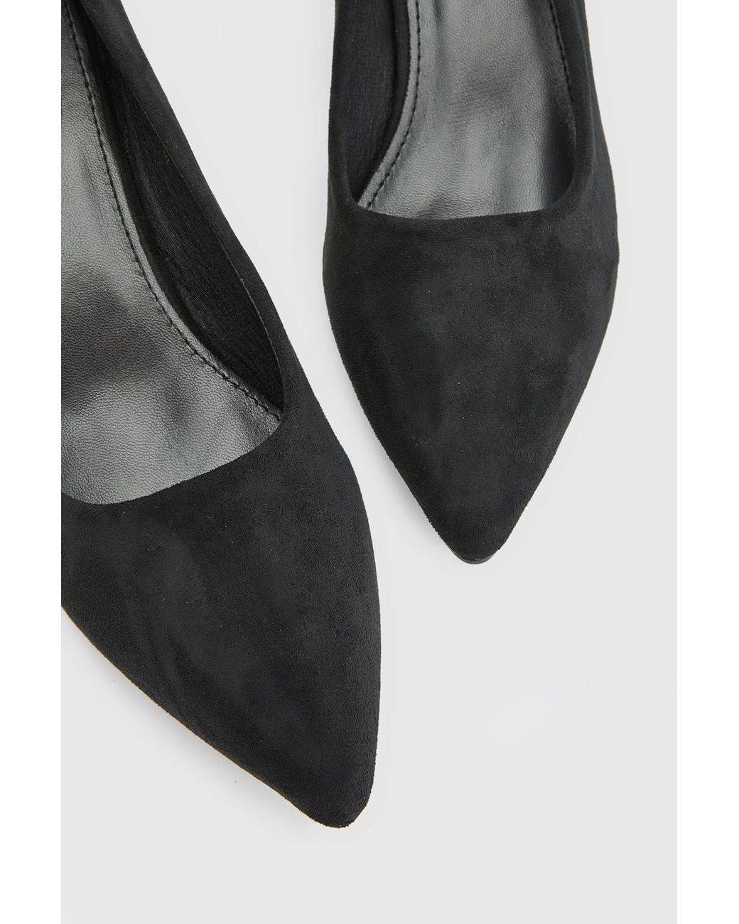 Dorothy Perkins Black Tiff Faux Suede High Block Heel Pointed Court Shoes