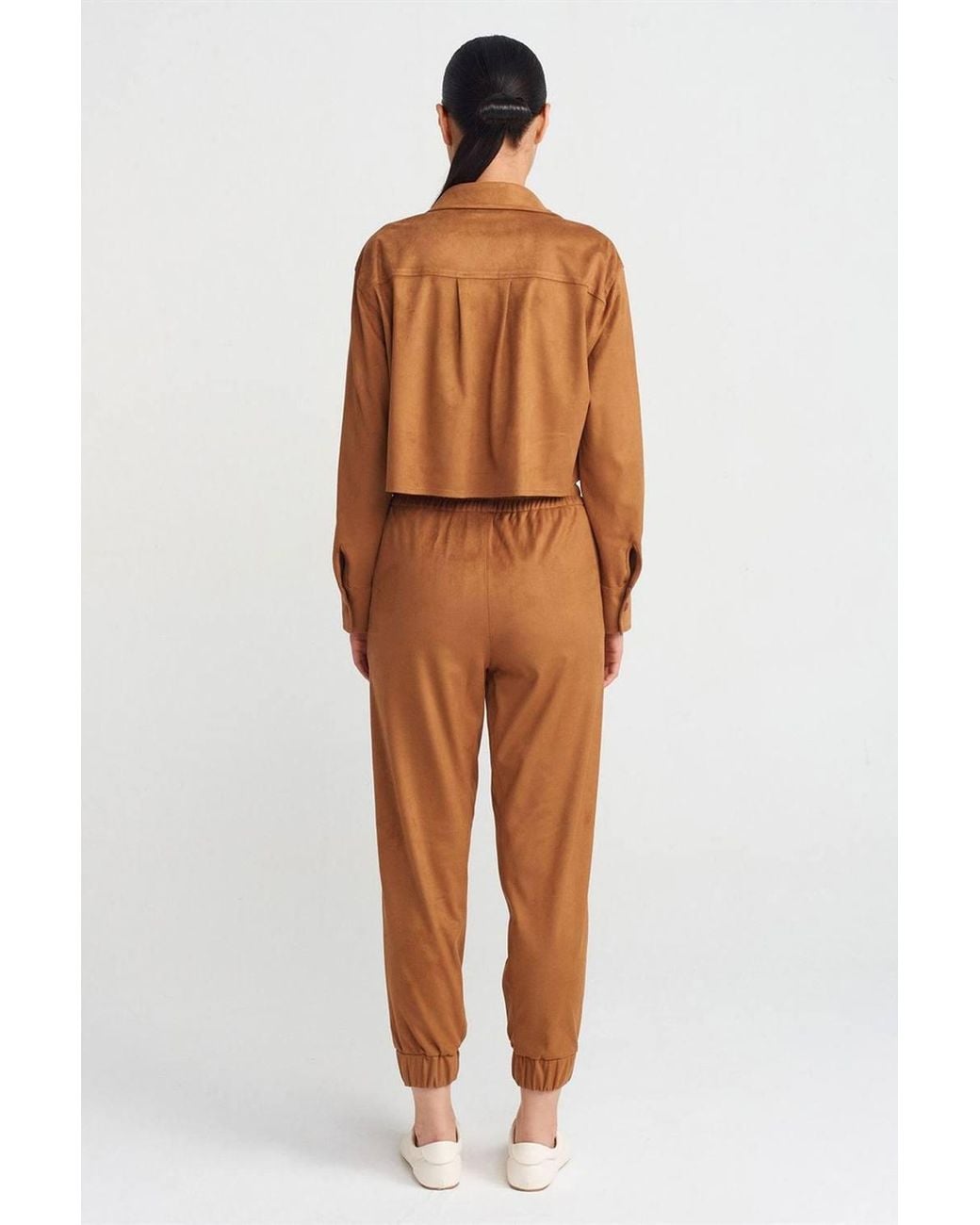Dilvin Natural Faux Suede Jogger Pants