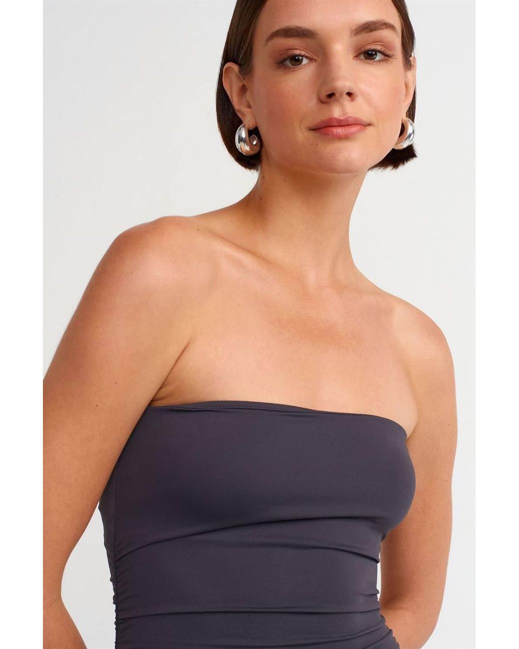 Dilvin Blue Strapless Bodycon Mini Dress