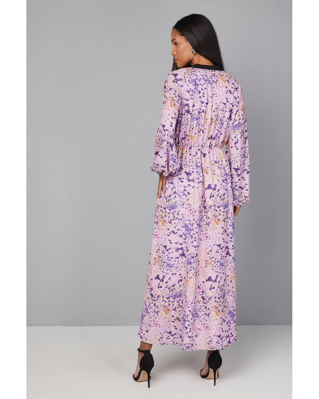 Wallis Pink Abstract Tie Neck Midi Dress