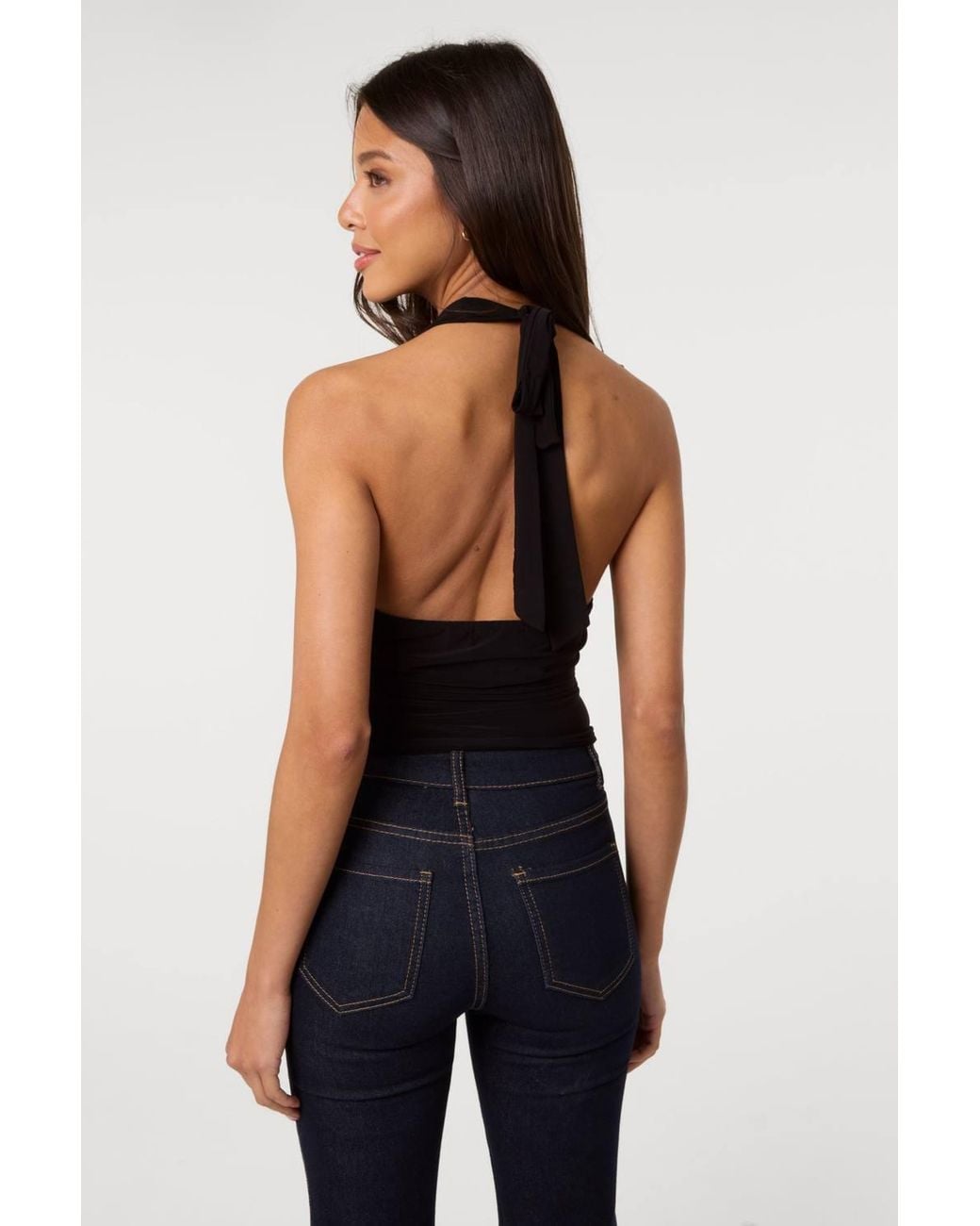 Pink Vanilla Blue Slinky Buckle Halter Neck Top