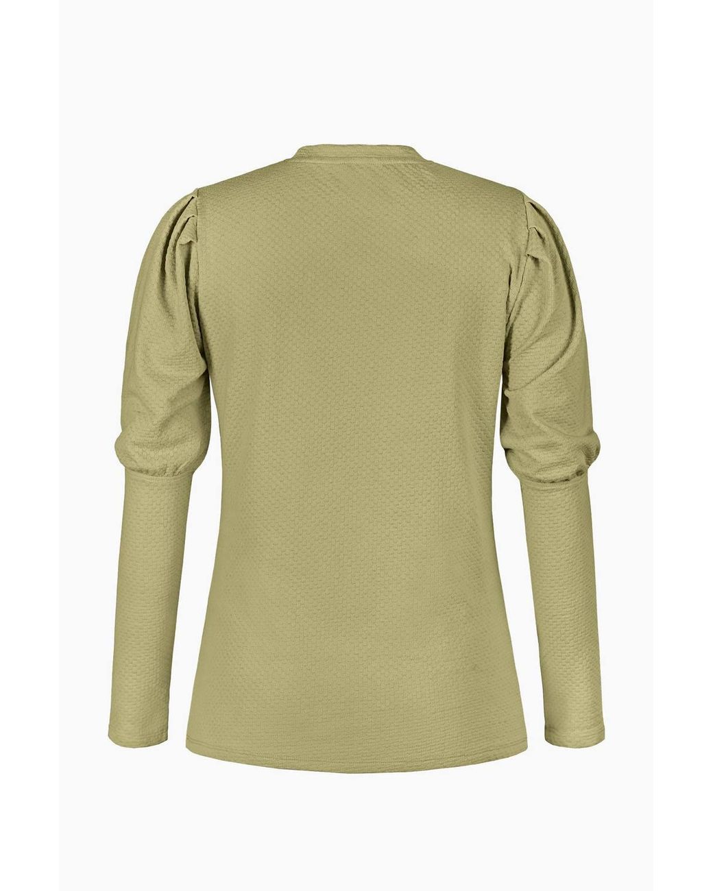 Enorsia Green Long Sleeve Crew Neck Jersey Top W/ Puff Sleeve