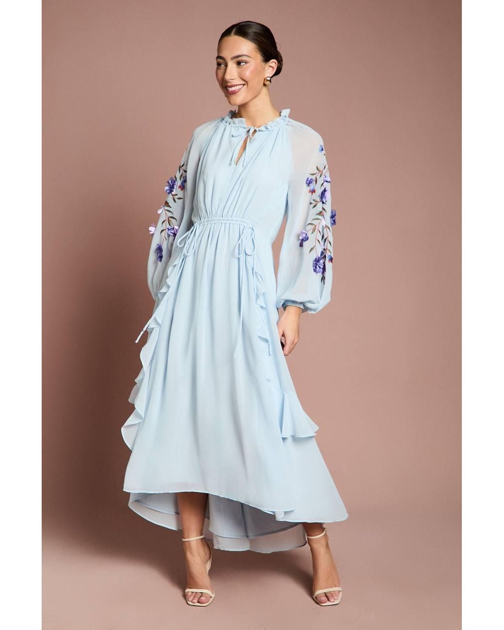 Coast Blue 3D Floral Ruched Detail Midi Dress