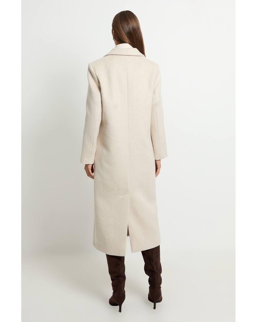 Wallis Natural Wool Blend Double Breasted Coat