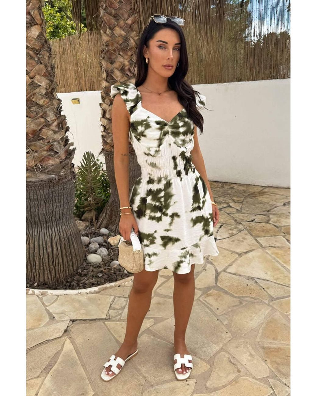 AX Paris Black Smudge Print Frill Hem Mini Dress
